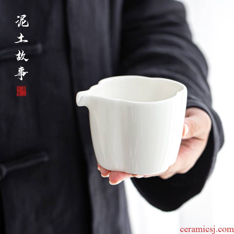 Jade porcelain dehua white porcelain and glass ceramic fair keller large points tea kung fu tea set manually heat - resistant thickening tea sea