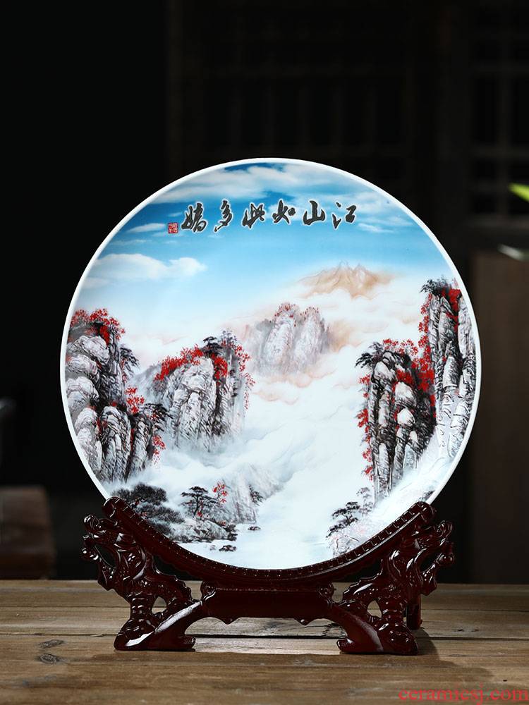Jingdezhen ceramics luck landscapes hang dish decorative plate sat dish wine porch home furnishing articles in the living room