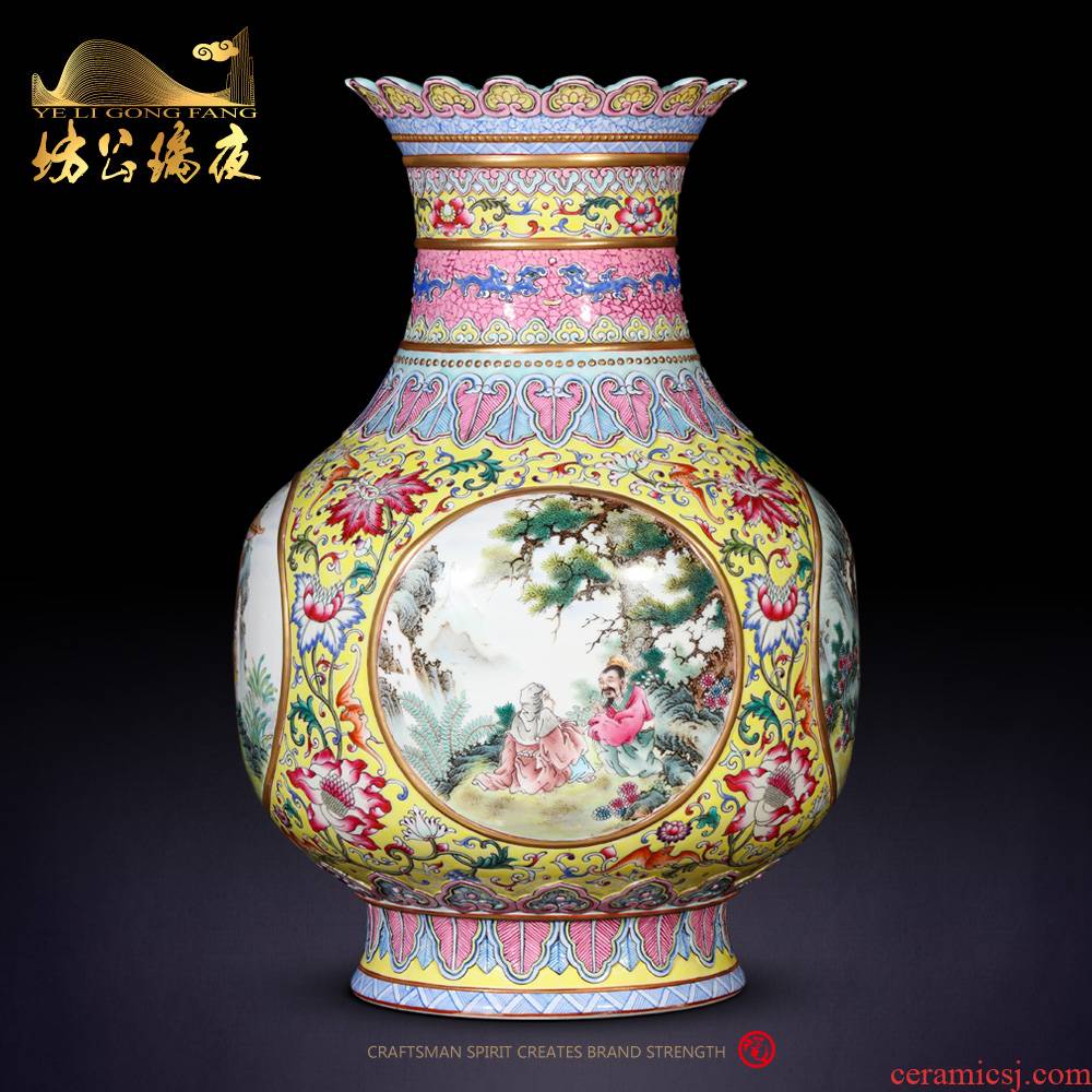 Jingdezhen ceramics vase archaize pastel dress character the lantern rich ancient frame of Chinese style household ornaments