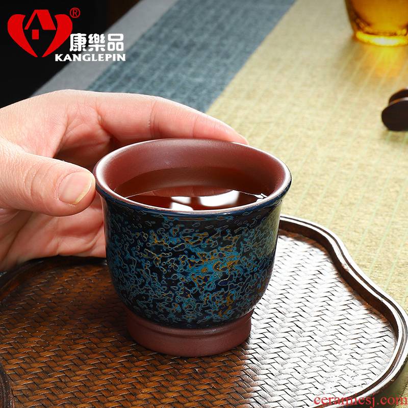 Recreational product violet arenaceous checking Chinese lacquer zhu built mud sample tea cup lamp cup bowl master cup single CPU porcelain gold cup