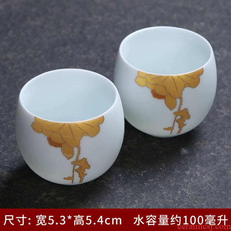 Jingdezhen inferior smooth white porcelain teacup individual up large sample tea cup cup build master cup single CPU kung fu tea set