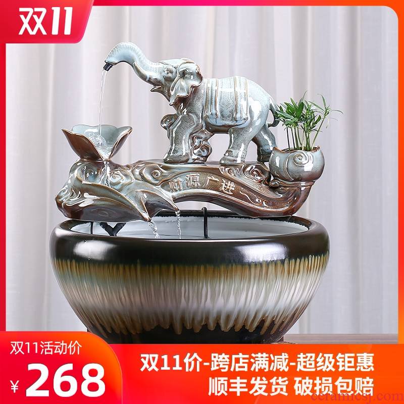 Creative lucky desktop office sitting room circulating water restoring ancient ways furnishing articles and ceramic goldfish bowl landscape fish trimmings