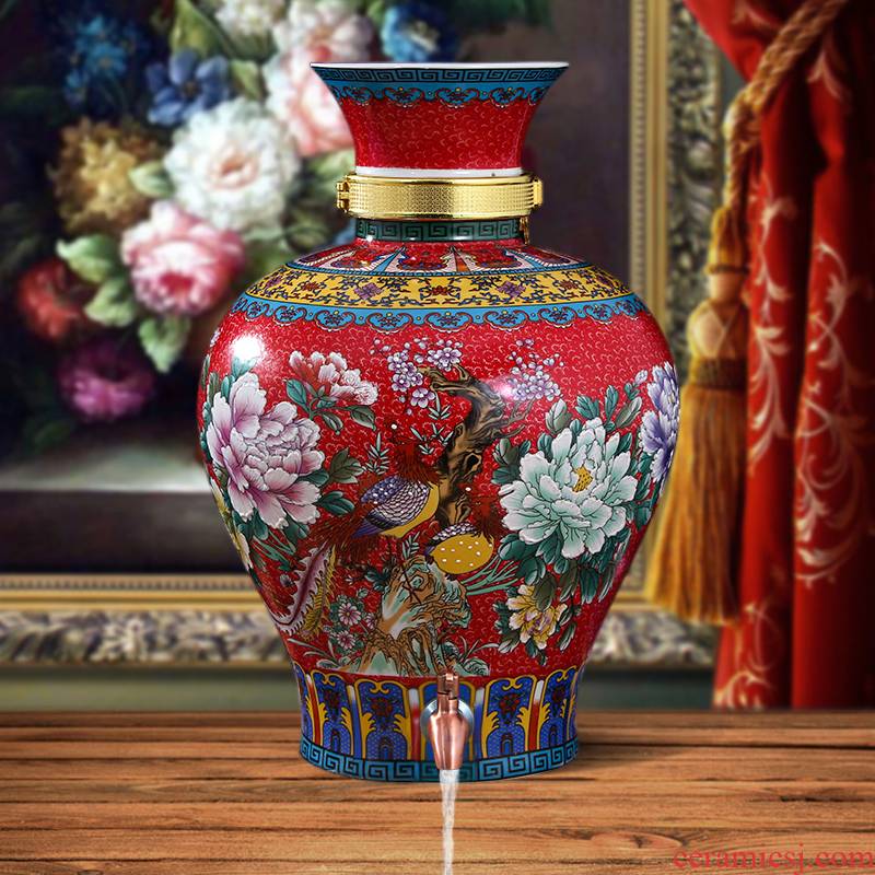 Jingdezhen ceramic terms jars it 10 jins 20 jins 30 jins home empty wine bottle seal wine jar with the tap