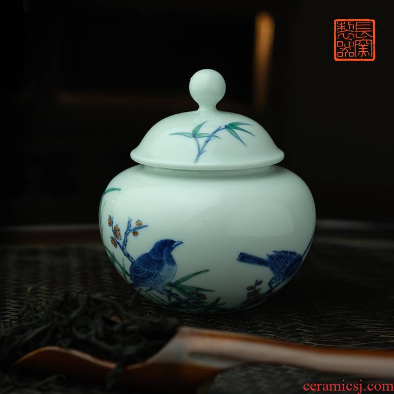 Offered home - cooked ju long up controller yongzheng hand - made bucket color painting of flowers and tea canister of jingdezhen tea service by hand