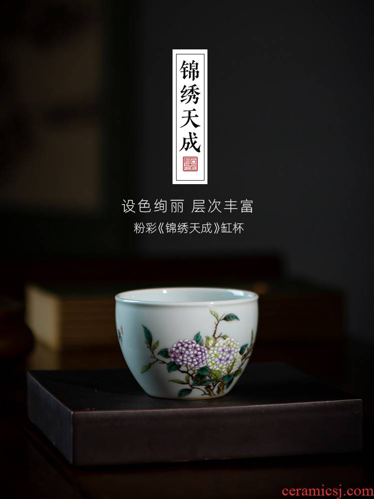 Santa teacups hand - made ceramic kungfu pastel hydrangea tea masters cup all hand jingdezhen tea cup