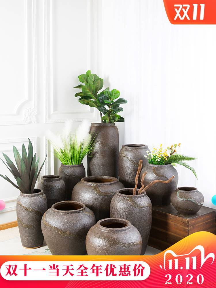 Dried flower vases, pottery jingdezhen ceramic flower implement restoring ancient ways is the sitting room porch flower arranging coarse pottery combination furnishing articles ornaments