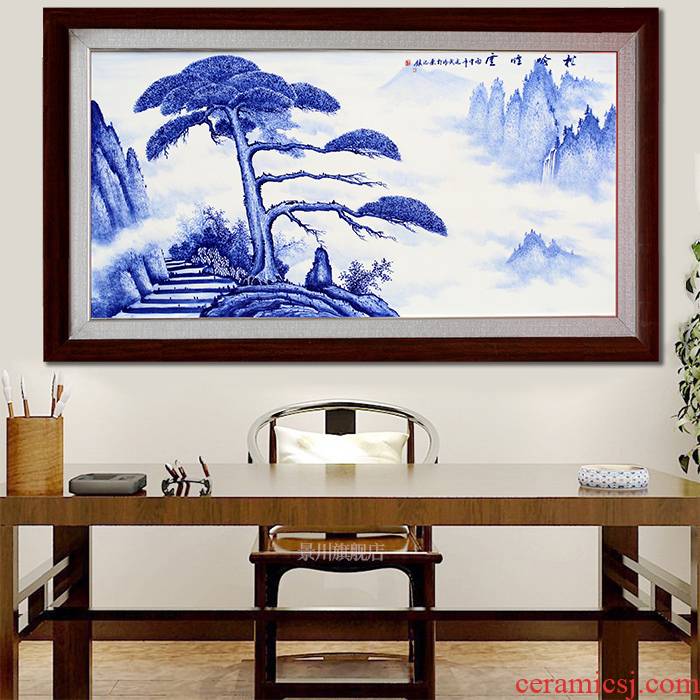 Hand made blue and white porcelain plate painting jingdezhen ceramic sofa setting wall hang a picture to study Chinese sitting room adornment