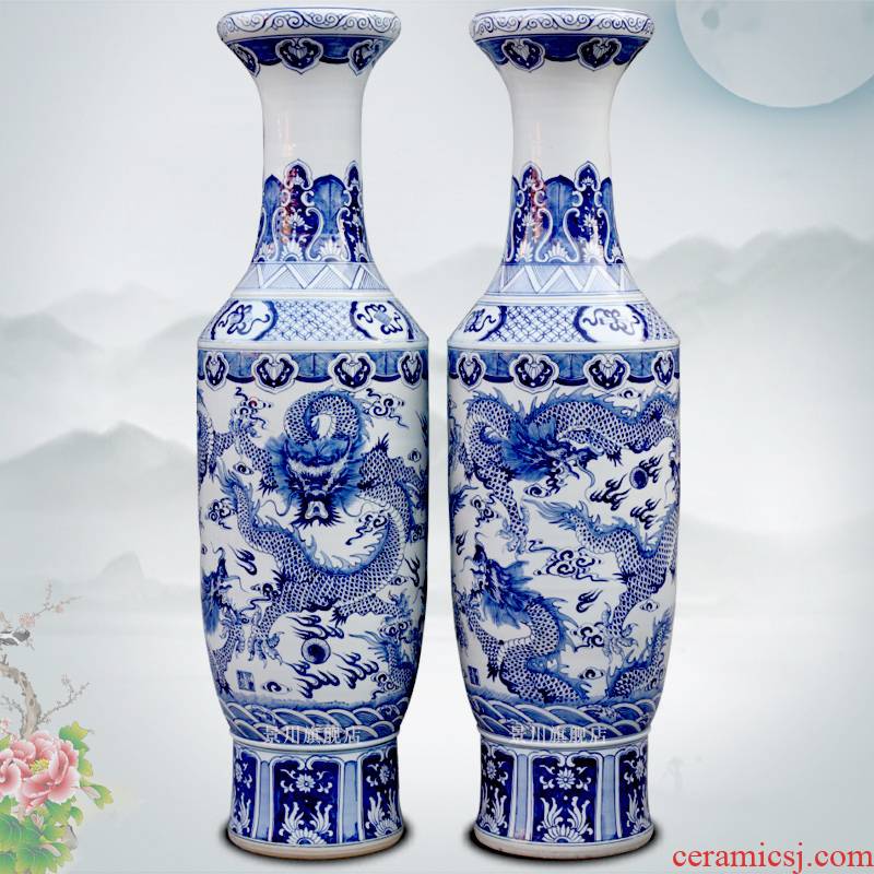 Hand made blue and white same of large porcelain vase of jingdezhen ceramics as the sitting room adornment hotel furnishing articles