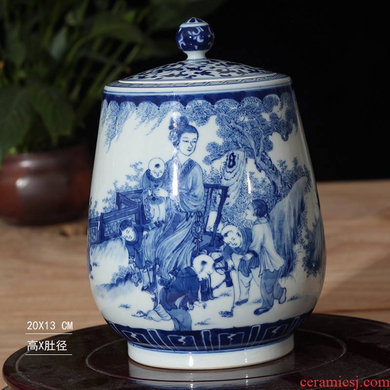 Jingdezhen water - wave China general auspicious hand - made porcelain tea pot cover China general tank cover tank