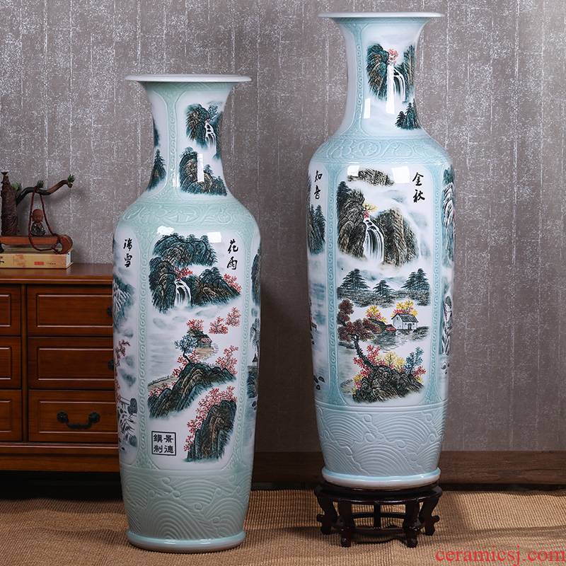 Jingdezhen ceramic large antique hand - made of blue and white porcelain vase furnishing articles furnishing articles home sitting room TV ark, adornment
