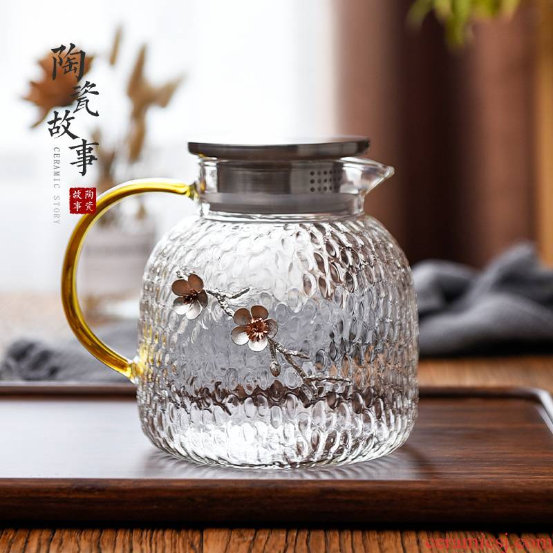 Ceramic story more creative cold glass suits for stick kettle tin heat explosion cold boiled water household glass kettle