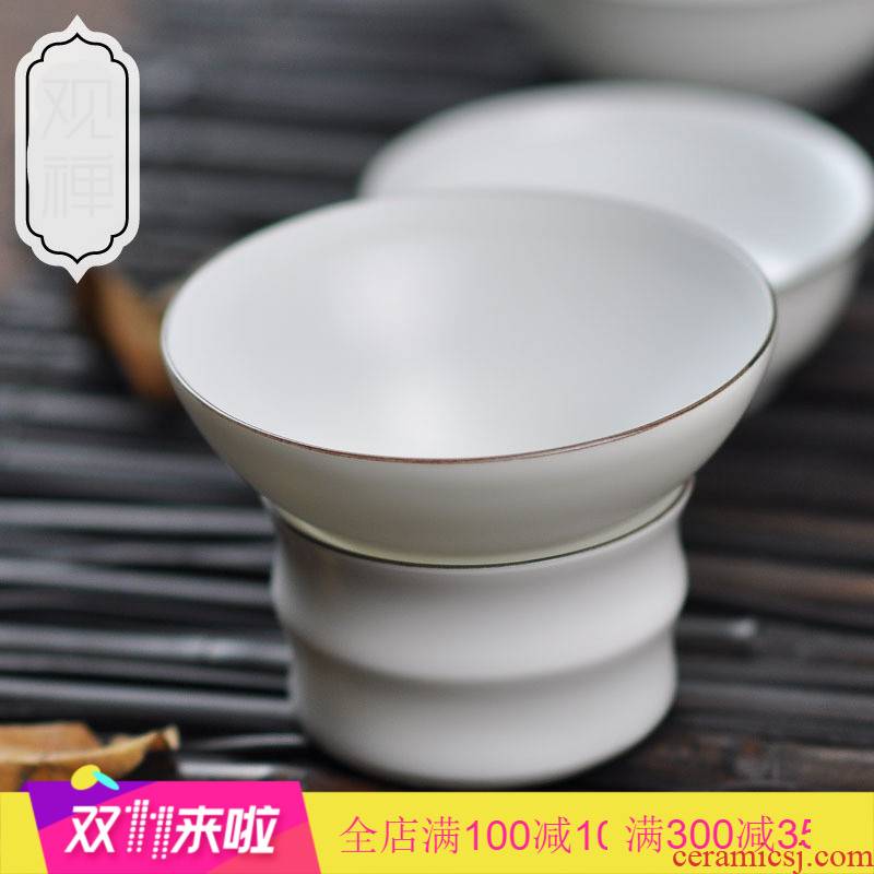 Poly real (landscape) matte enrolled white tea tea filter creative ceramics fine porcelain points tea filter mat glaze tea