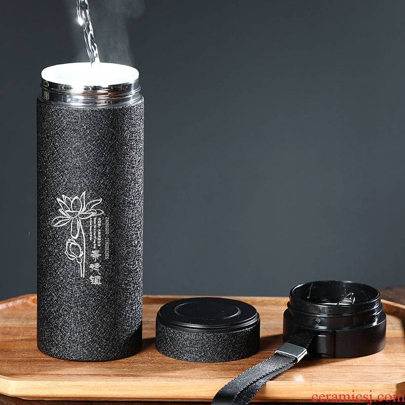 Ceramic tank vacuum cup 350 ml with mesh glass tea cup tea separation and creative move trend
