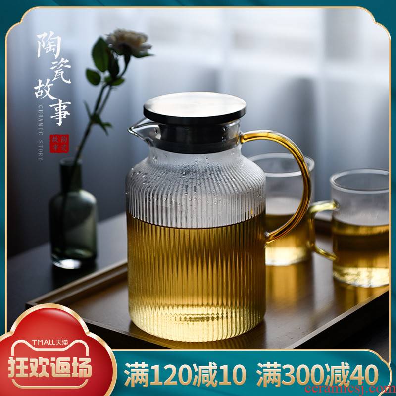 High temperature resistant glass ceramic story large - capacity cold northern cold water kettle cup household pot of suit
