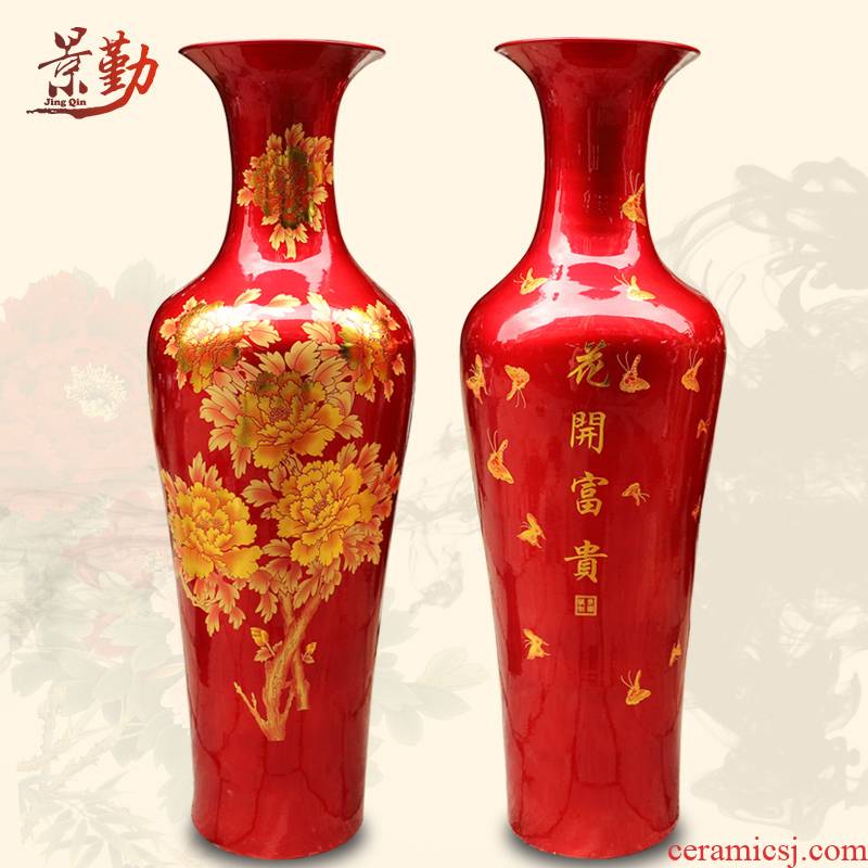 423 China jingdezhen ceramics red sands vase peony the French classical modern hotel furnishing articles in the living room
