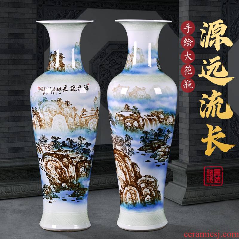 Jingdezhen ceramic floor big vase hand - made hotel opening gifts large sitting room adornment of Chinese style household furnishing articles