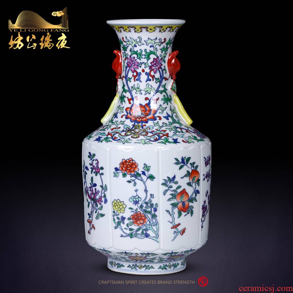 Antique blue and white color bucket a fold branch fruit porcelain of jingdezhen ceramics jade bottles of the sitting room of Chinese style household decorative crafts