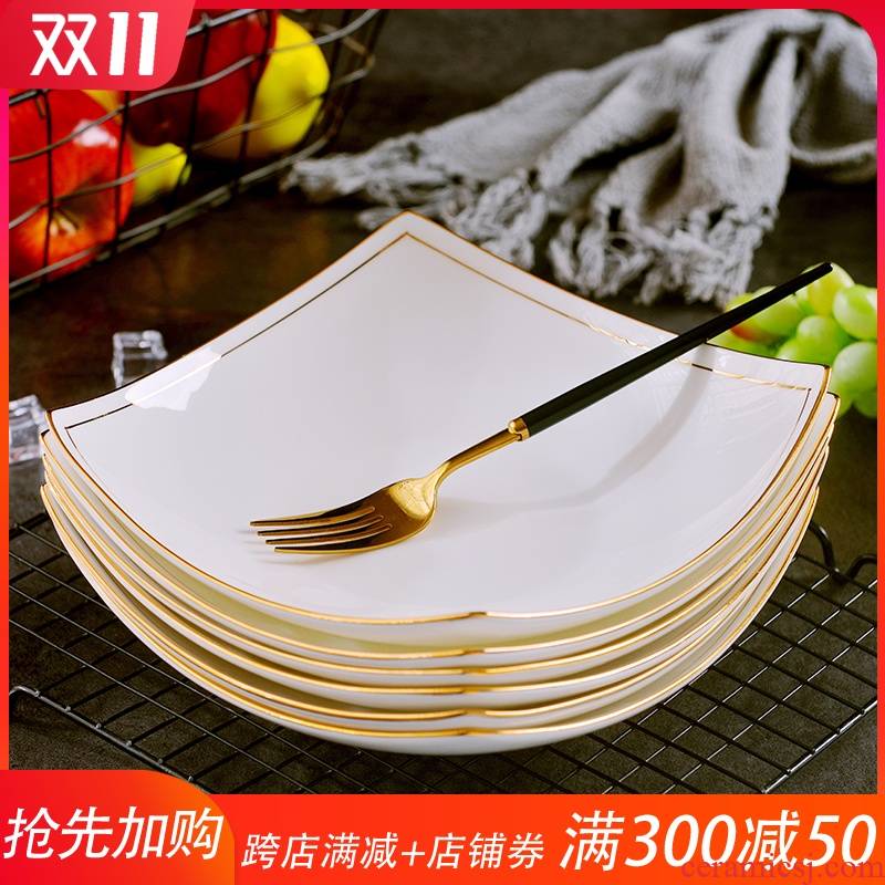 Jingdezhen up phnom penh ipads porcelain dish dish suits for home European 8 inches deep creative ceramics become warped feet soup plate plate