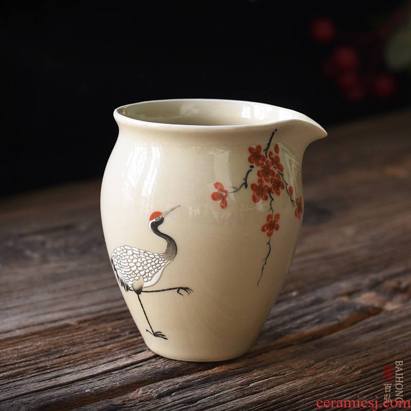 Hundred hong hand - made plant ash ceramic fair keller tea tea set, tea camellia Chinese jingdezhen points the crane