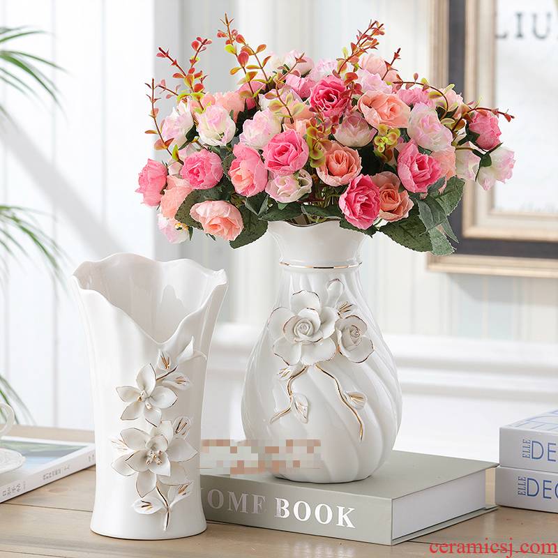 Ceramic vase furnishing articles sitting room flower arranging the Nordic creative contracted white table dry flower decoration American Europe type restoring ancient ways