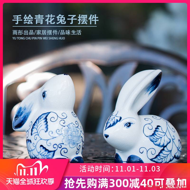 Ceramic arts and crafts and contracted fashion modern creative soft adornment furnishing articles Ceramic rabbit rabbit wedding gift decoration