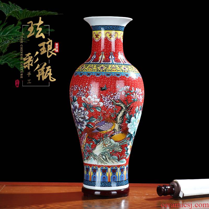 Archaize phoenix vase furnishing articles of jingdezhen ceramics imitation yongzheng household dried flower arranging flowers sitting room adornment handicraft