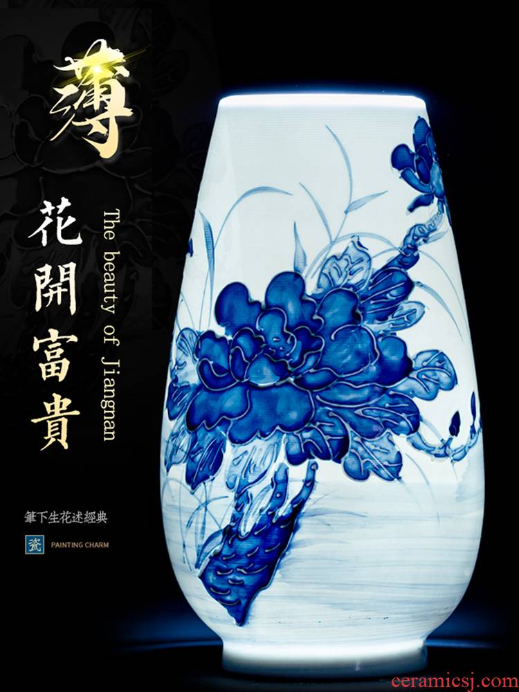 Jingdezhen ceramic blue and white porcelain vases, flower arrangement Chinese wind rich ancient frame trinket sitting room of Chinese style household furnishing articles