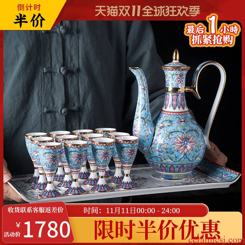 , wine package high - grade liquor cup household enamel small Chinese a small handleless wine cup of jingdezhen ceramic wine