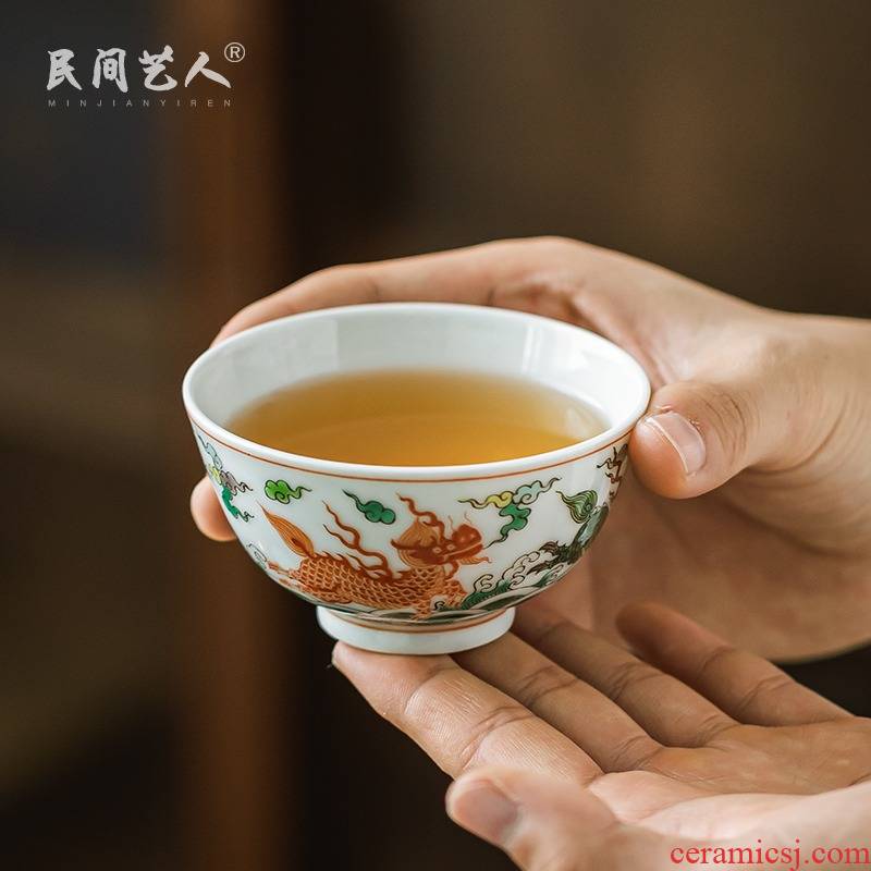The Bucket color kirin water lines hand - made master cup of jingdezhen ceramics glaze color sample tea cup under a single cups