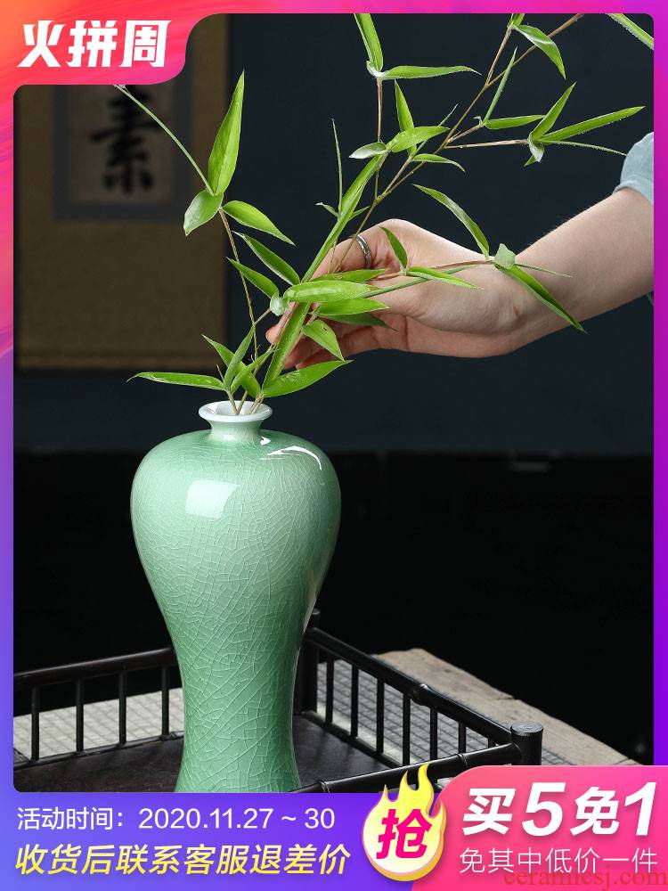 Jingdezhen ceramic floret bottle furnishing articles living room flower arranging machine dry flower of new Chinese style household contracted desktop decoration