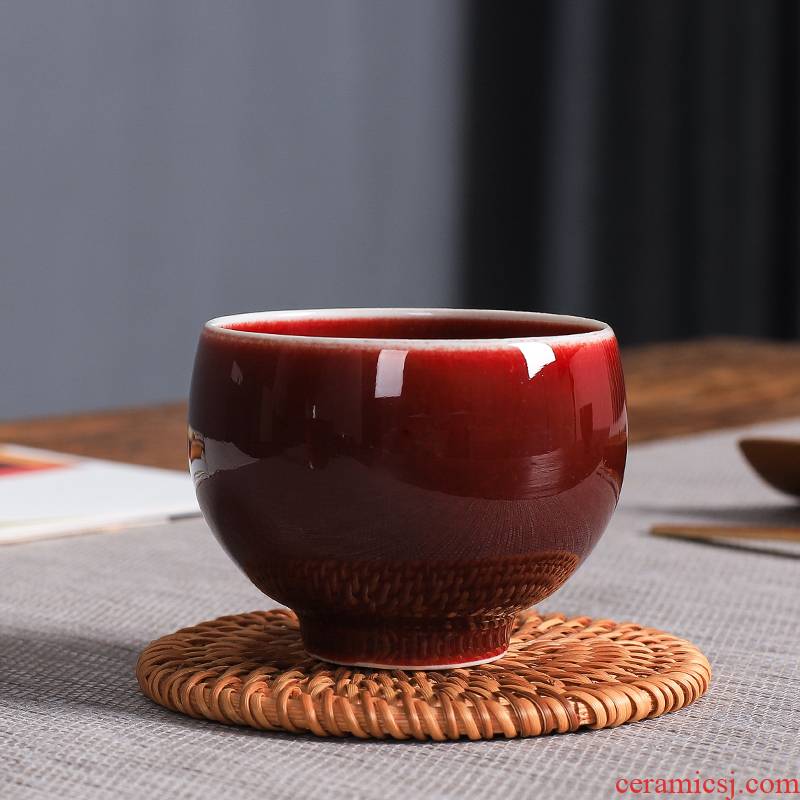 One thousand fire kung fu master of jingdezhen ceramic large individual cup all hand cups ruby red sample tea cup single CPU