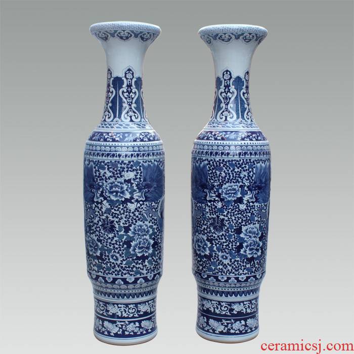 134 archaize of jingdezhen blue and white hand made peony opening taking 1.8 meters 2.2 meters/antique vase