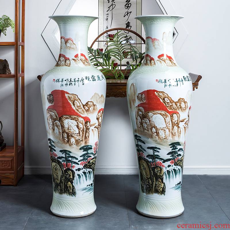 Jingdezhen ceramics much luck big vase hand - made landscape painting the living room floor large hotel decoration furnishing articles