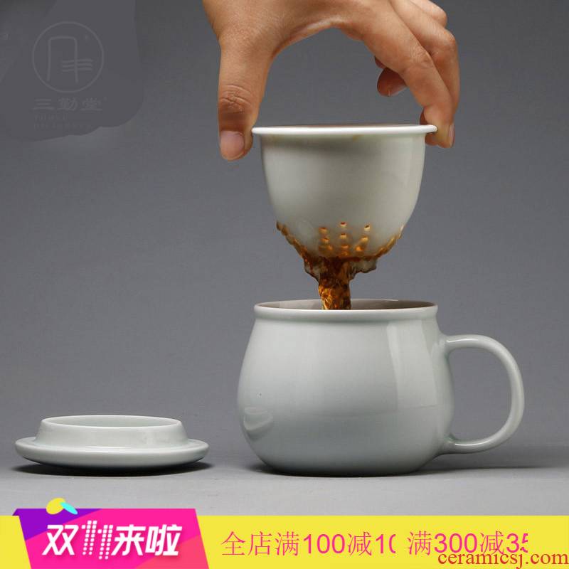 . Gather scene boutique jingdezhen ceramic filter tea cup tea cups with cover celadon home office