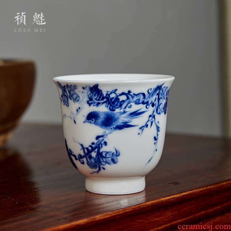 Shot incarnate the hand - made porcelain painting of flowers and small jingdezhen ceramic cups kung fu tea master sample tea cup cup personal single CPU
