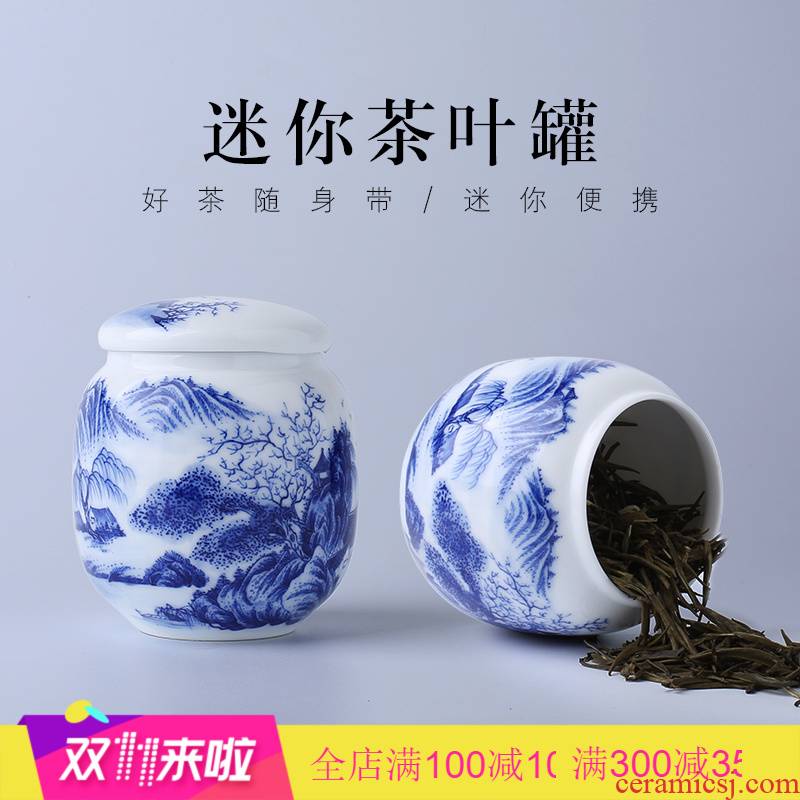 Poly real view jingdezhen porcelain ceramic mini caddy fixings hand - made seal pot tea accessories small portable travel