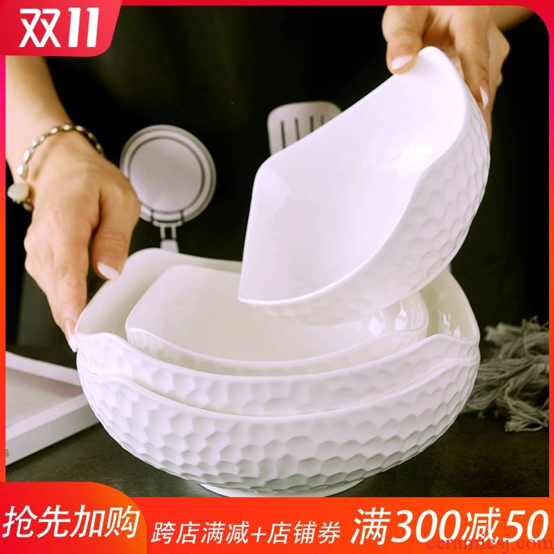 Creative Nordic style single ceramic tableware move pure white foot bowl dish bowl of fruit salad bowl