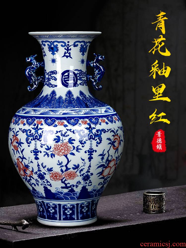Antique hand - made porcelain of jingdezhen ceramics youligong vases, flower arranging Chinese style household rich ancient frame is placed in the living room