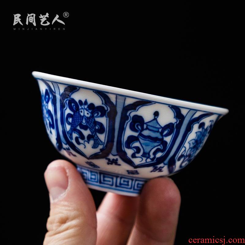Jingdezhen hand - made kung fu tea cups individual sample tea cup to use ceramic master single CPU pu hand in a cup