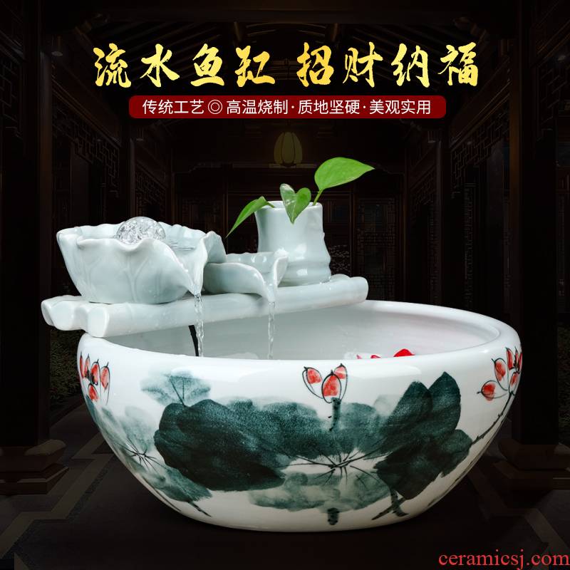 Jingdezhen ceramics modern Chinese style living room office fish basin creative furnishing articles home decoration aquarium water