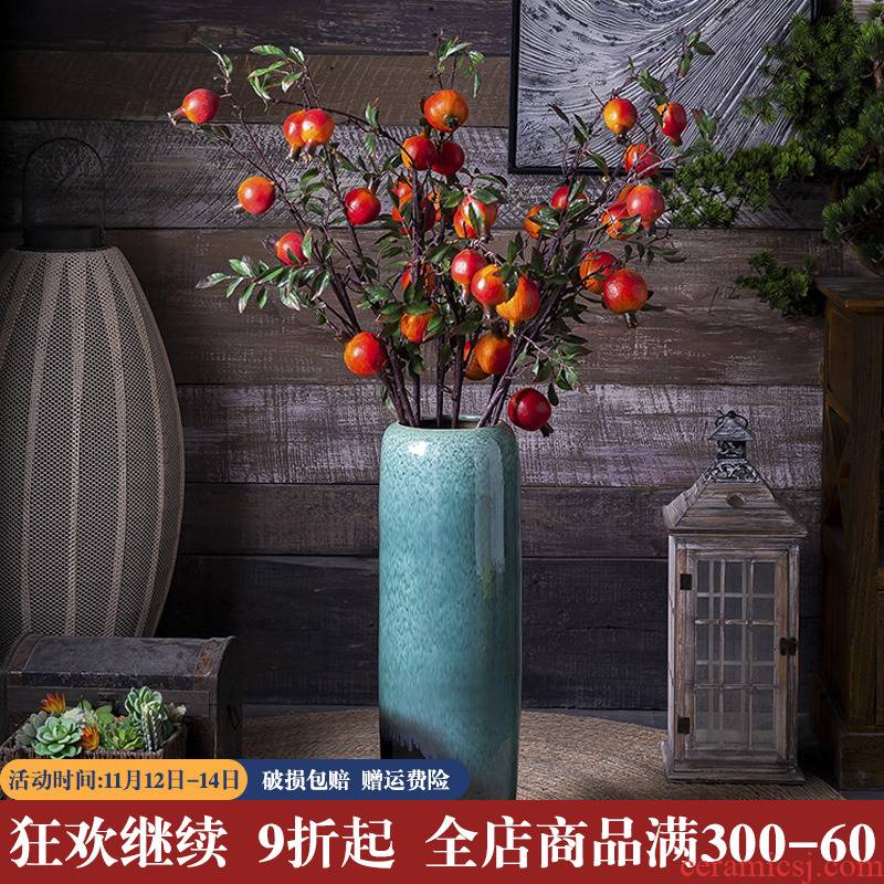 Jingdezhen dried flower vase landing large ceramic household of Chinese style and contracted sitting room dry flower arranging place porch is high