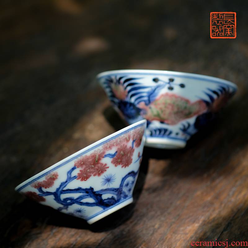 Long up controller hand - made porcelain jingdezhen ceramics youligong perfectly playable cup sample tea cup tea cup by hand