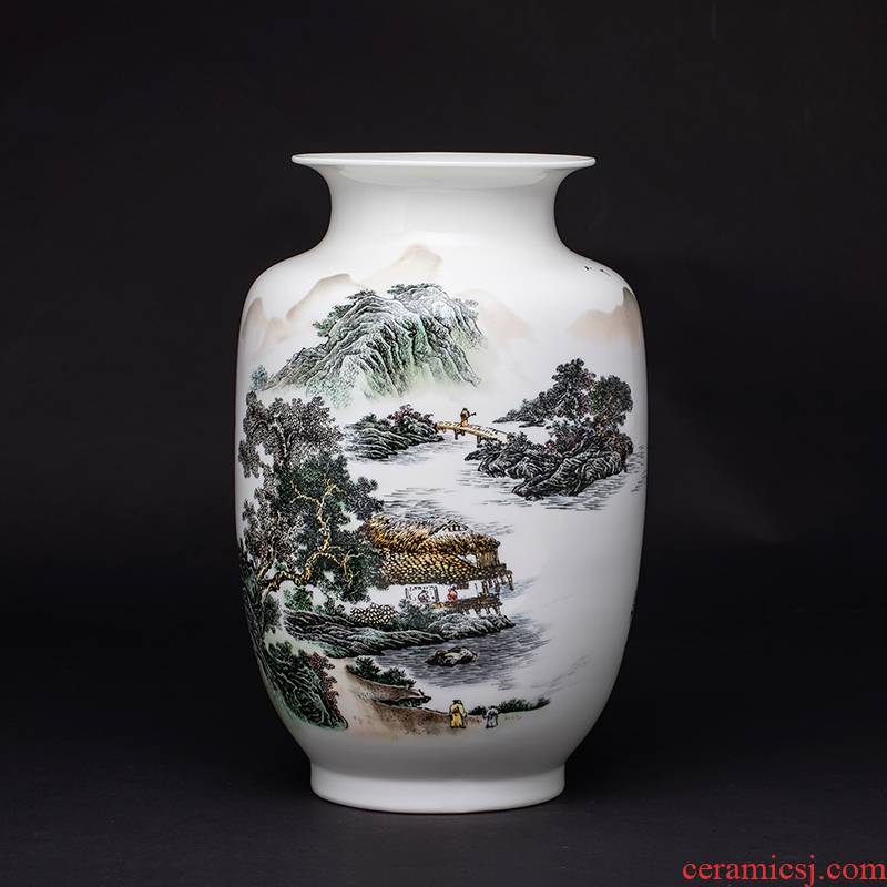 Blue and white porcelain vase furnishing articles of jingdezhen ceramics Chinese flower arranging rich ancient frame home decoration handicraft sitting room