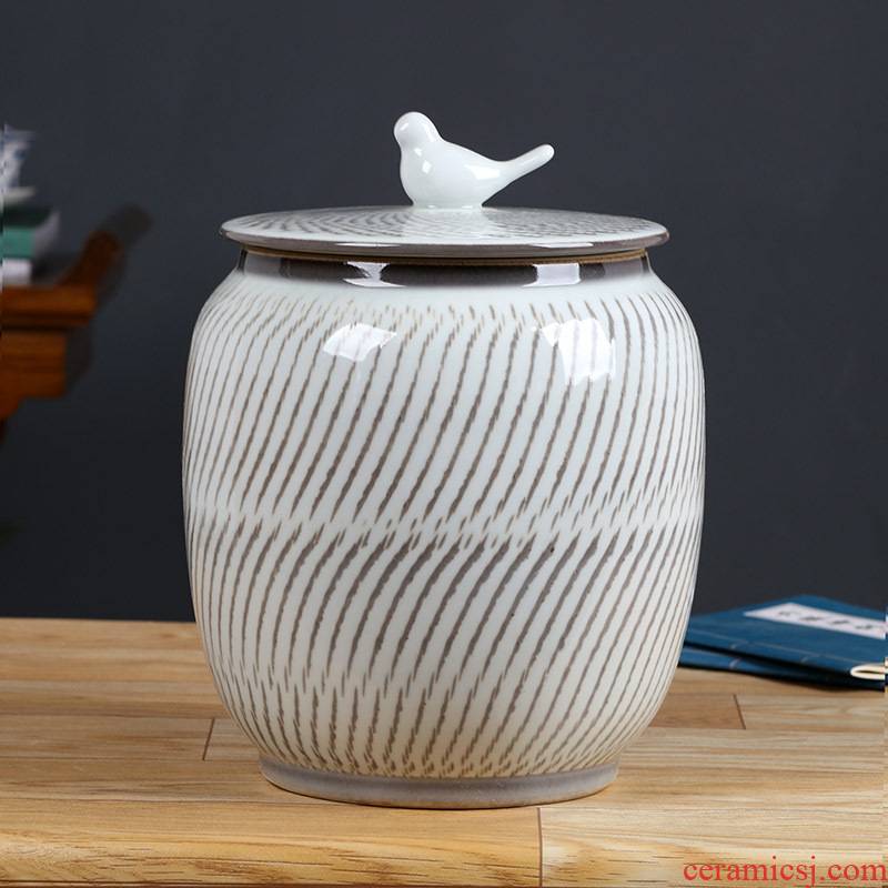 Large pu 'er tea pot of green tea pu - erh tea barrel cylinder manually 3 kg receives the jingdezhen ceramic tea set