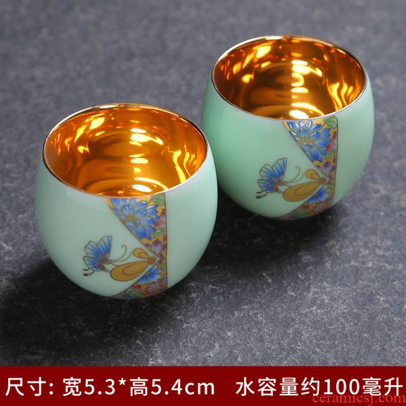 Jingdezhen archaize colored enamel celadon ceramic cups sample tea cup kung fu tea set individual tasting a cup of tea cup