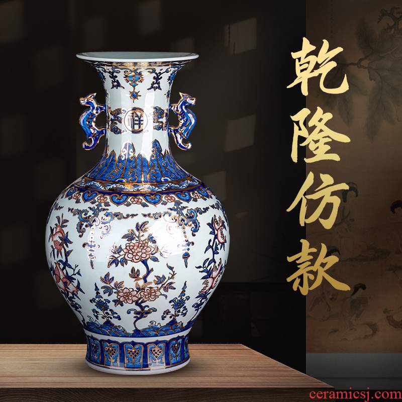 Hand the see colour of blue and white porcelain of jingdezhen ceramic vases, Chinese style living room TV cabinet China household decorations