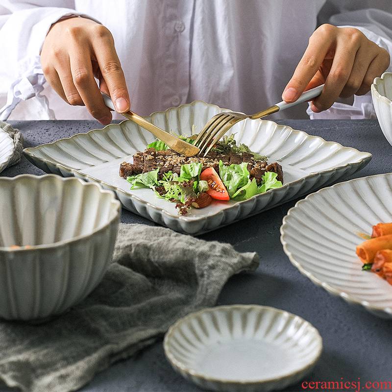 The Line NingFu white glaze all dishes suit contracted Japanese dishes suit creative web celebrity ceramic tableware suit