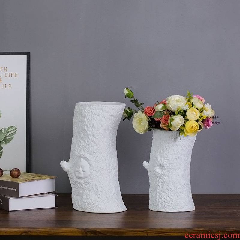 Contracted and I white mesa of creative art sitting room ceramic vase table dry flower adornment furnishing articles