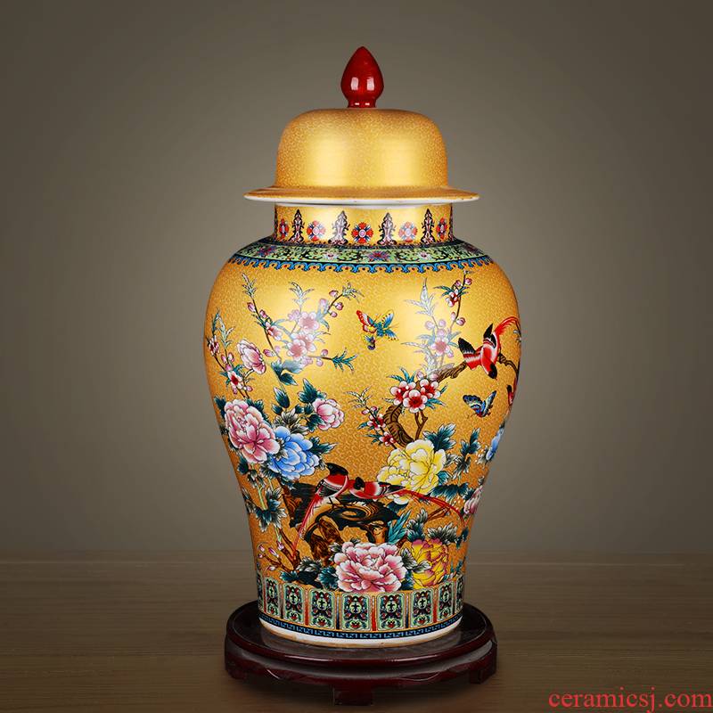 General archaize of jingdezhen ceramics powder enamel jar of large storage tank home sitting room TV ark adornment furnishing articles