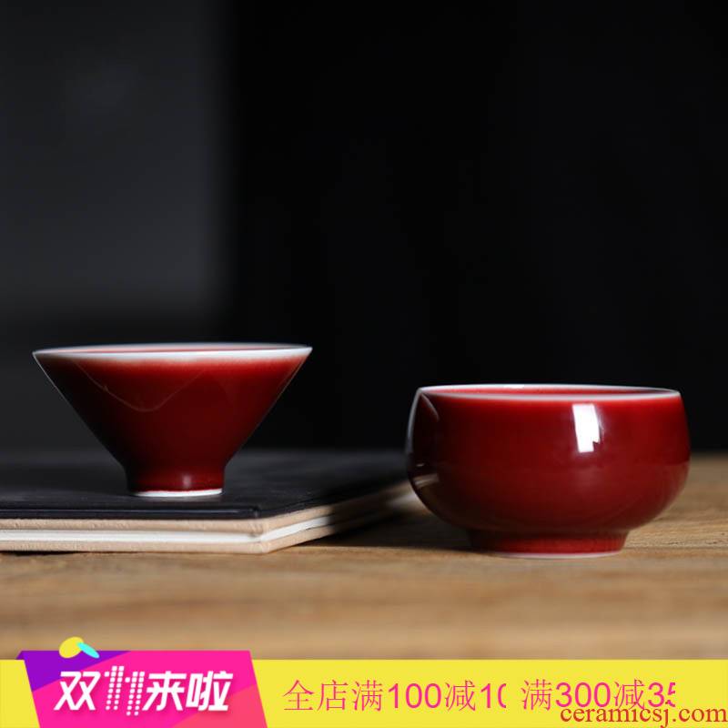 The Poly real scene ore ruby red glaze jingdezhen ceramic cups kung fu tea tea, pure hand sample tea cup master CPU
